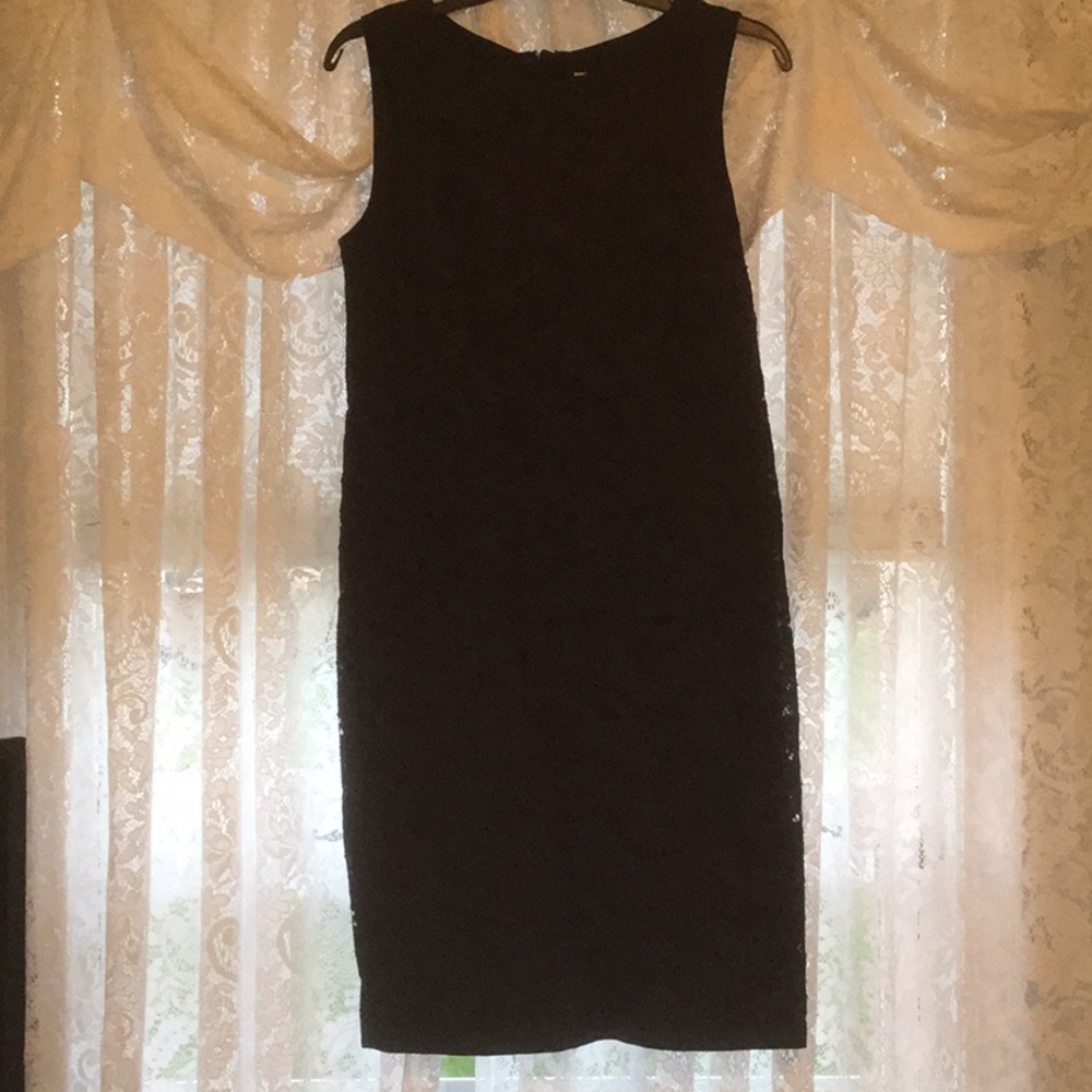 Navy lace shift dress